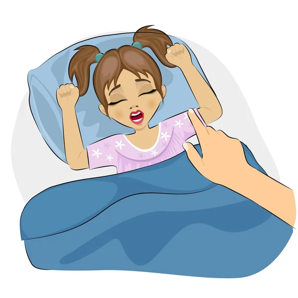 Parent réveil sommeil adolescent fille — Image vectorielle