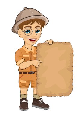 boş macera harita tutarak gözlüklü çocuk çocuk