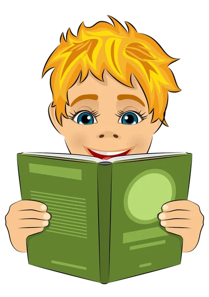 Sorprendido niño leyendo interesante libro — Archivo Imágenes Vectoriales