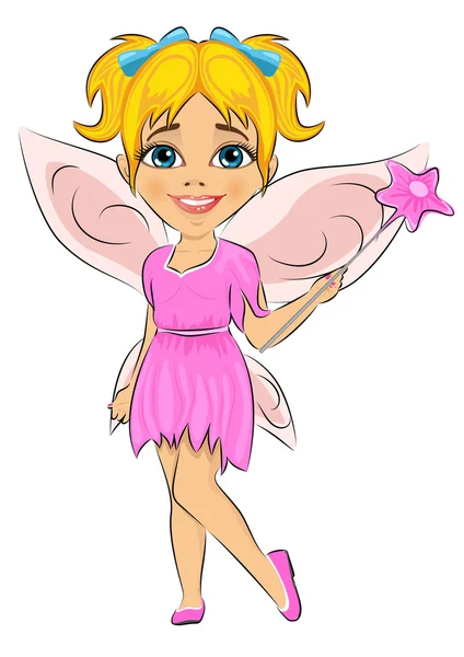 Beautiful cute girl dressed in fairy cosume — Stock Vector