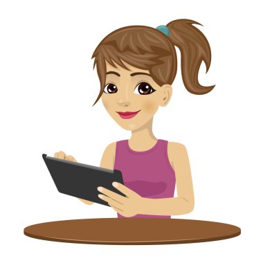 tablet bilgisayar kullanan genç genç kız
