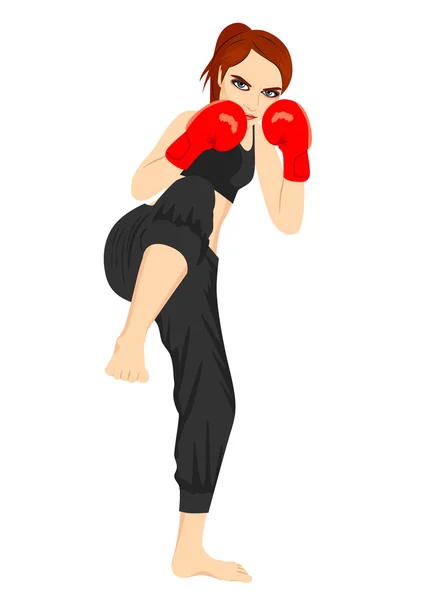 Portret całego ciała kobiece kick bokser — Wektor stockowy