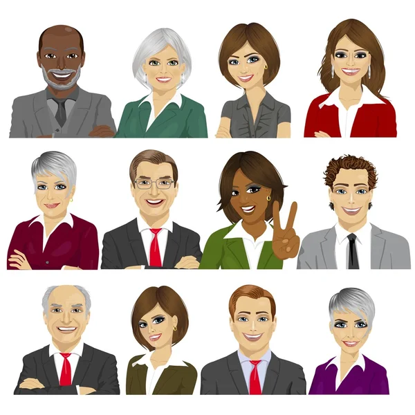 Set of business people avatar collection of workers team — Stock Vector