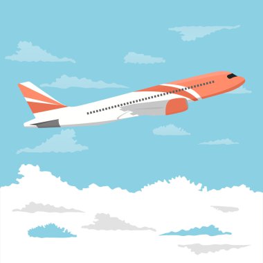 Üzerinde bulutlu gökyüzü uçan büyük yolcu uçak