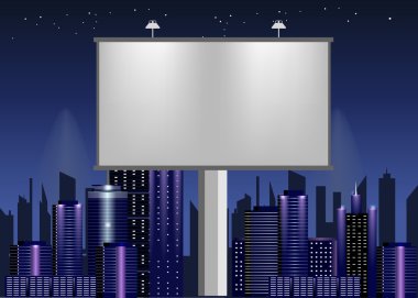gece şehir üzerinde büyük billboard reklam ticari boş