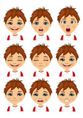 İzole çocuk avatar ifadeler kümesi