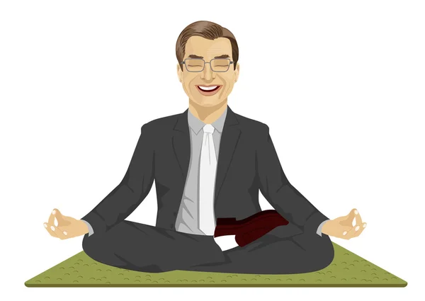 Hombre de negocios tranquilo meditando en pose de loto — Archivo Imágenes Vectoriales