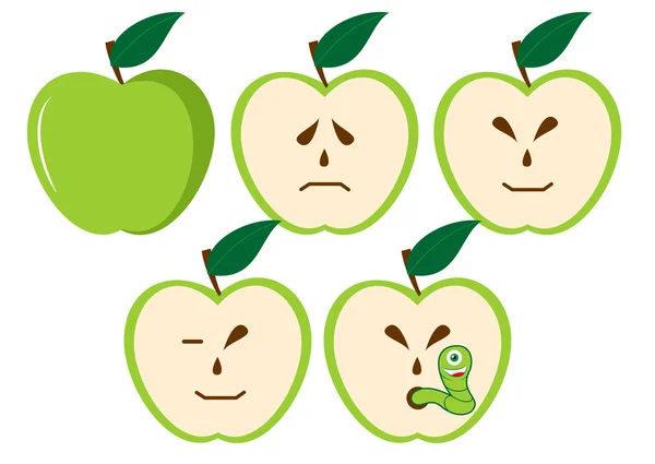Manzanas verdes con diferentes caracteres — Archivo Imágenes Vectoriales