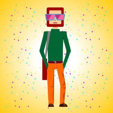 man standing with hands in pockets clipart