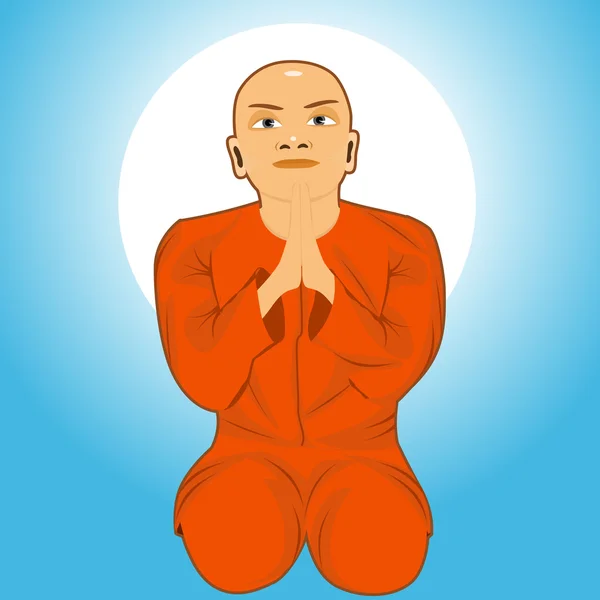 Monje budista meditando — Vector de stock