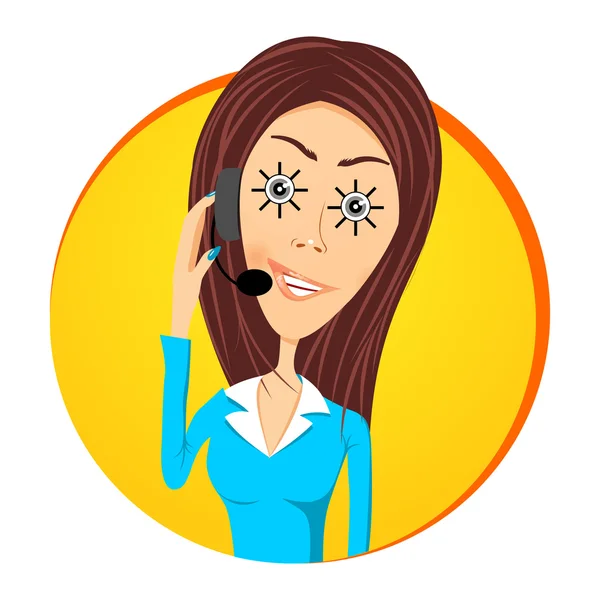 Customer support operator with sunny eyes — Stock Vector