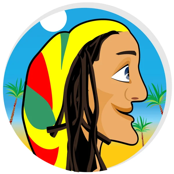 Smiling rastafarian looking forward — Stock Vector