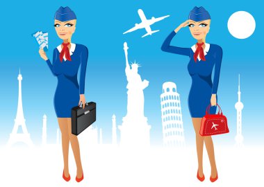 çekici hostes holding evrak çantası