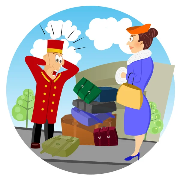 Confused business bellhop — Stock Vector