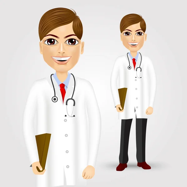 Young doctor with folder — Stock Vector