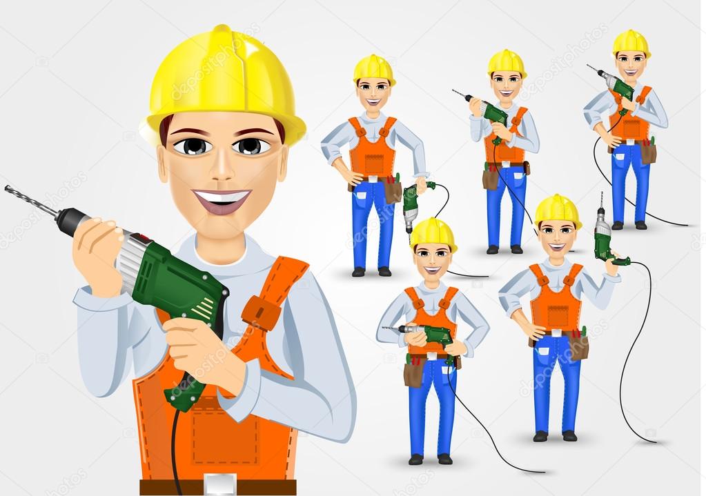 set of technical, electrician or mechanic