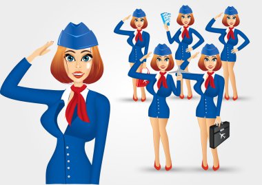 genç güzel hostes kümesi