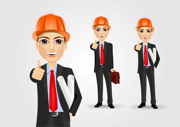 Male engineer giving thumbs up — Stock Vector