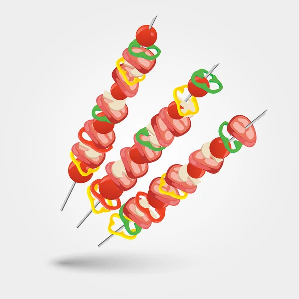 Shashlik - grillat kött och grönsaker — Stock vektor