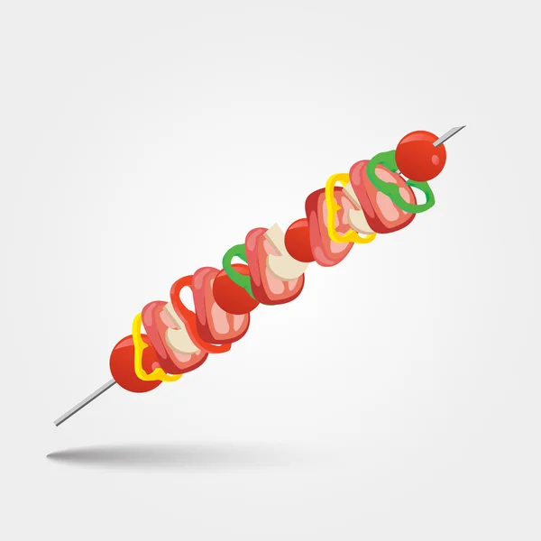 Schaschlik - gegrilltes Fleisch und Gemüse — Stockvektor