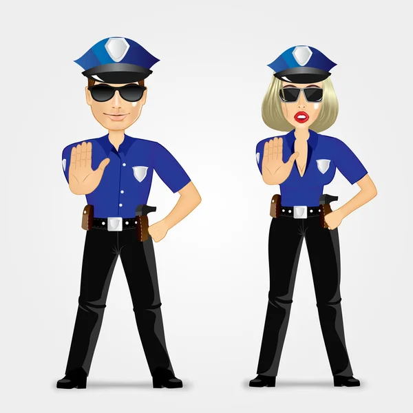 Policial confiante e policial — Vetor de Stock