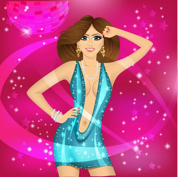 Mode disco meisje — Stockvector