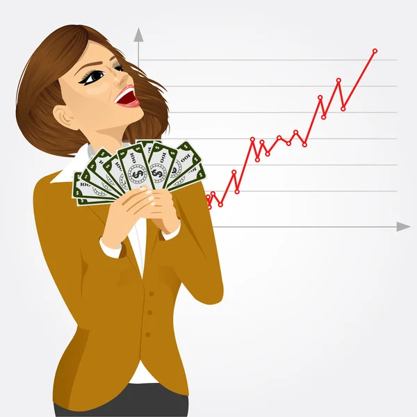Femme d'affaires appréciant l'argent — Image vectorielle