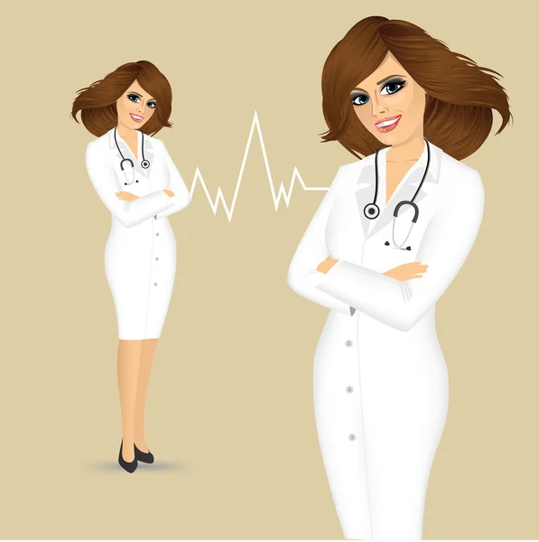 kadın doktor katlanmış silah ile