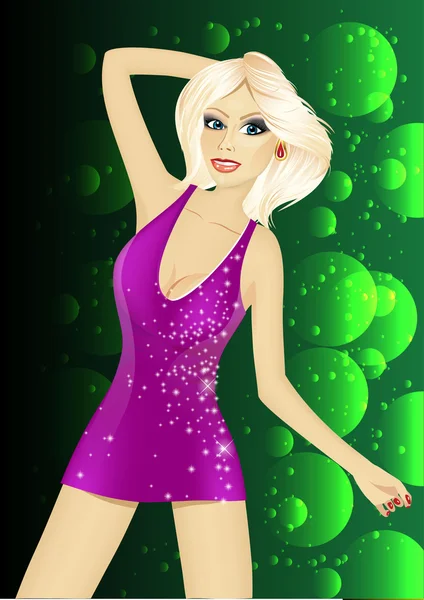 Blonde schöne Mädchen Disco-Tänzerin — Stockvektor