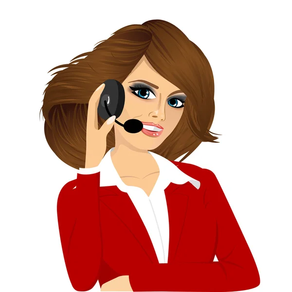 Τηλεφωνητής στις εξής υποστήριξη θηλυκό πελάτη — Διανυσματικό Αρχείο