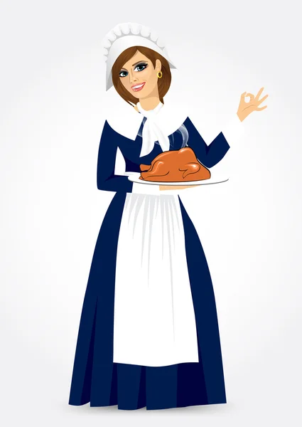 Pilgrim woman — Stock Vector