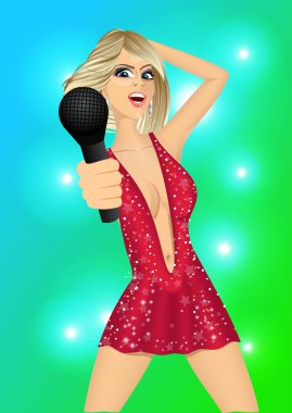 mikrofon ile sarışın kadın