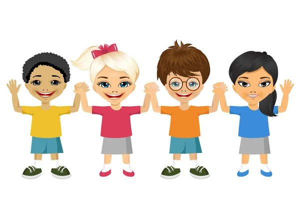 Ilustrace dětí, drželi se za ruce — Stockový vektor