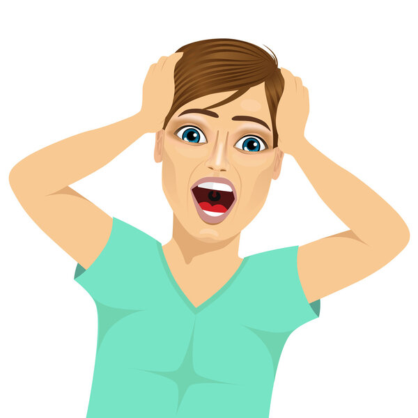 man screaming mouth open