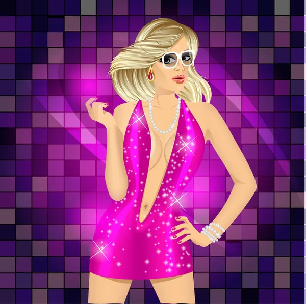 Dancing queen on disco party — Stock Vector
