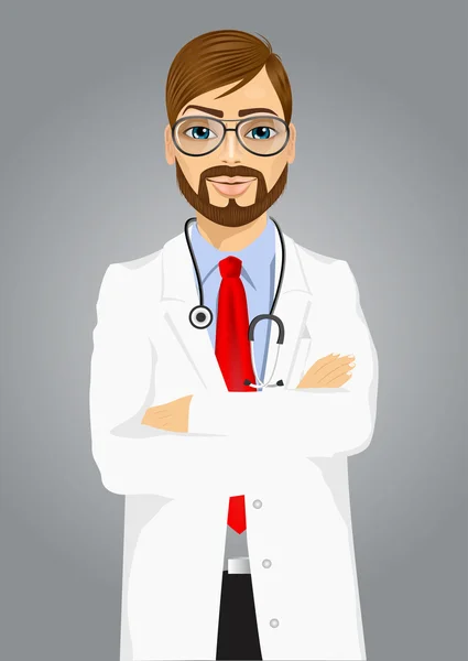 Ervaren mannelijke arts poseren — Stockvector