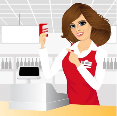 süpermarkette kredi kartı işaret kasiyer