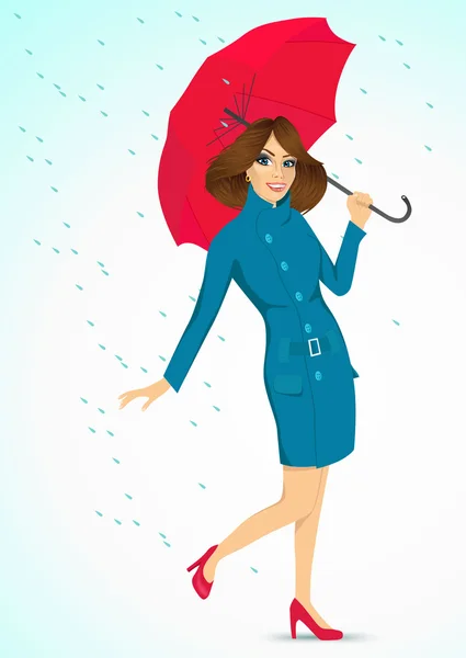 Friendly woman holding an umbrella — Stock Vector