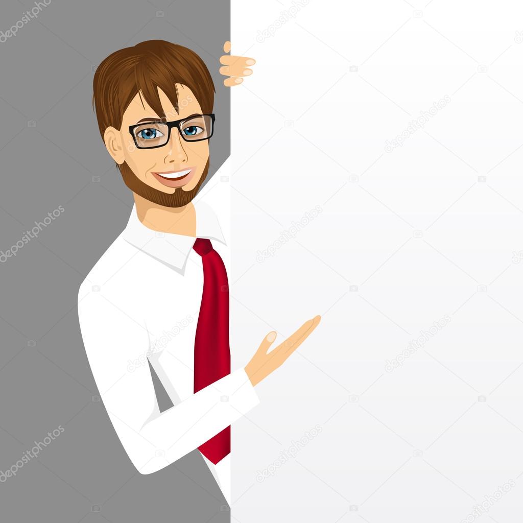 businessman with a blank presentation board