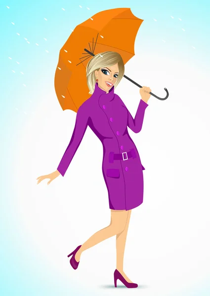 Friendly woman holding an umbrella — Stock Vector