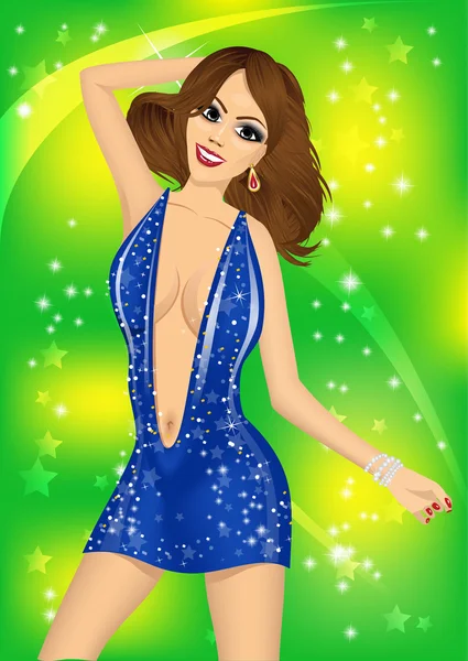 Bastante joven fiesta chica disfrutando de un baile — Vector de stock