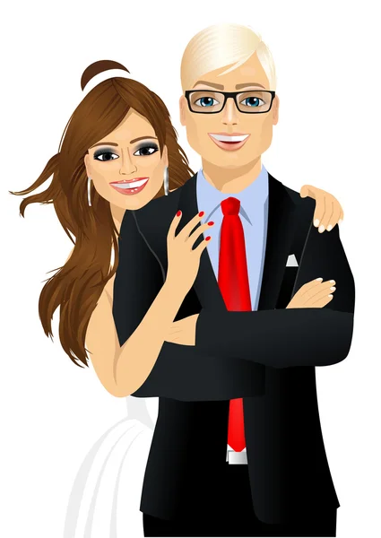 Portrait of beautiful bride and groom — Stock Vector