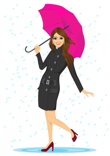 Friendly woman holding an umbrella — Stock Vector