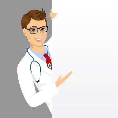 boş sunu kartı ile erkek doktor