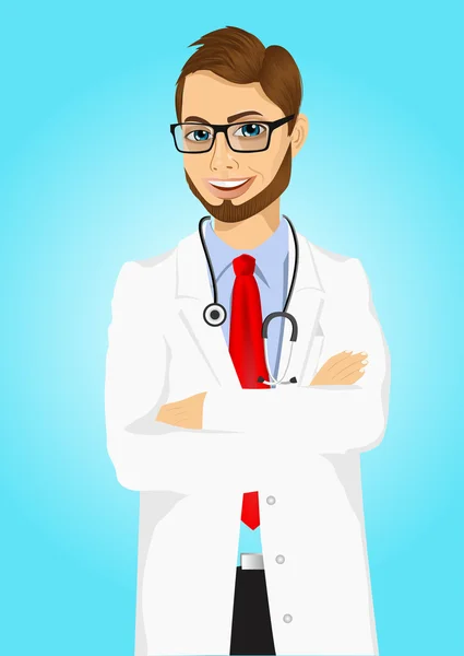 Experienced male doctor posing — Stock Vector