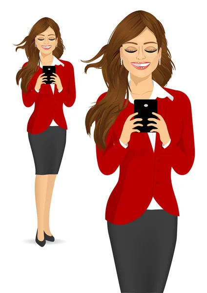 Business woman using mobile phones — Stock Vector