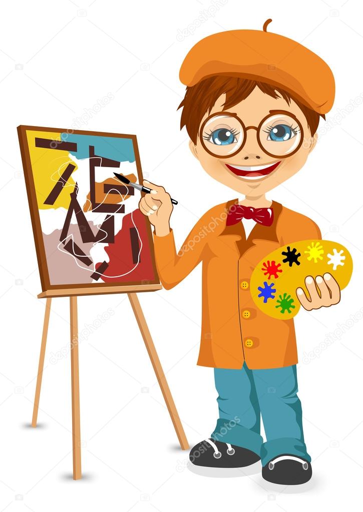 Vector illustration of cartoon artist boy — Stock Vector © flint01