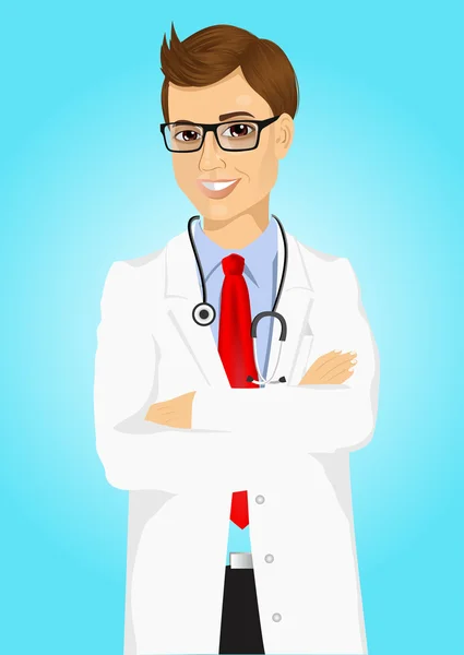 Experienced male doctor posing — Stock Vector