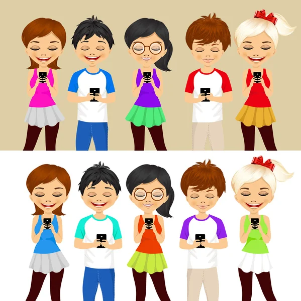 Young people using mobile phones — Stock Vector