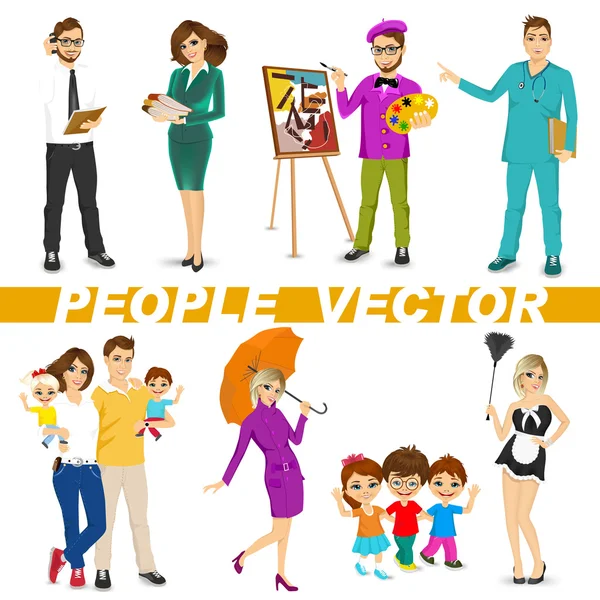 Conjunto de personajes de personas diversas — Vector de stock
